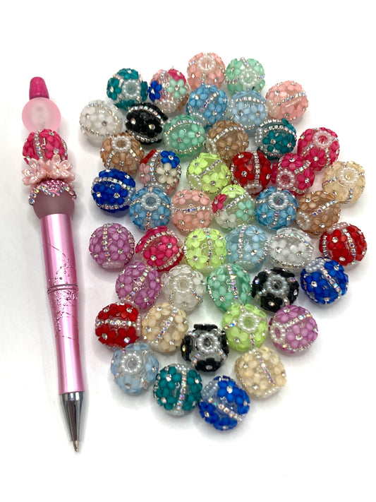 3d flower bea d with rhinestone fancy bead