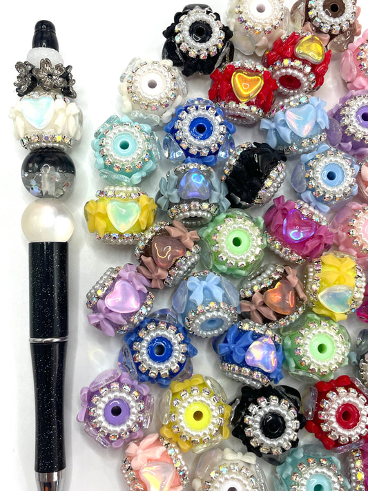 bow with heart fancy bead pearl chain Pearl gasket random mixed 19mm