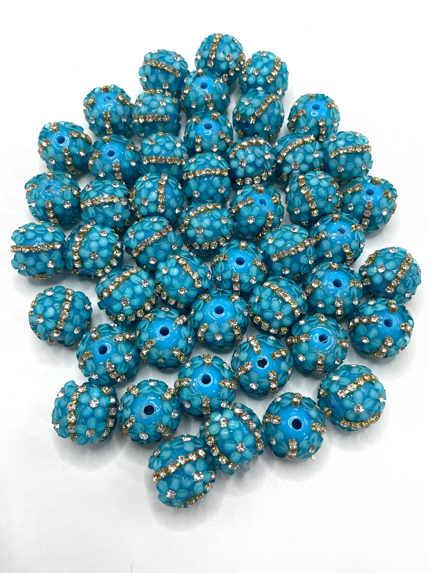 Neon Beaded beads Chain 3D flowers Bright colors Golden chain and silver chain Random Mix 16mm