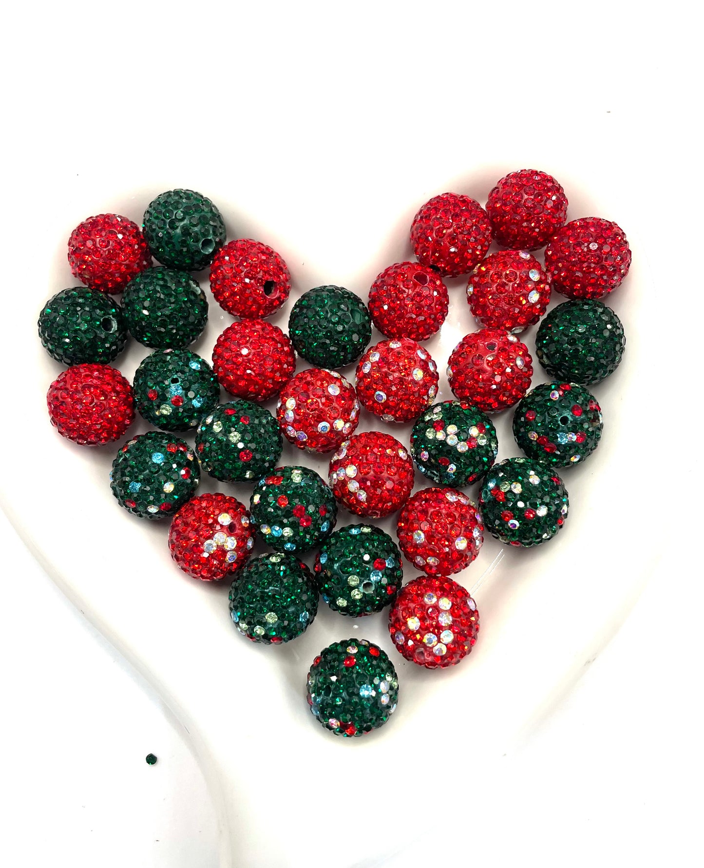 fancy Christmas Clay rhinestone bead  drill ball 16mm Random Mix
