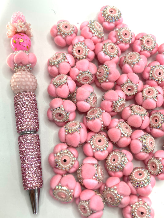 Clay beads Soft and fluffy heart beads Pink and purple Random Mix