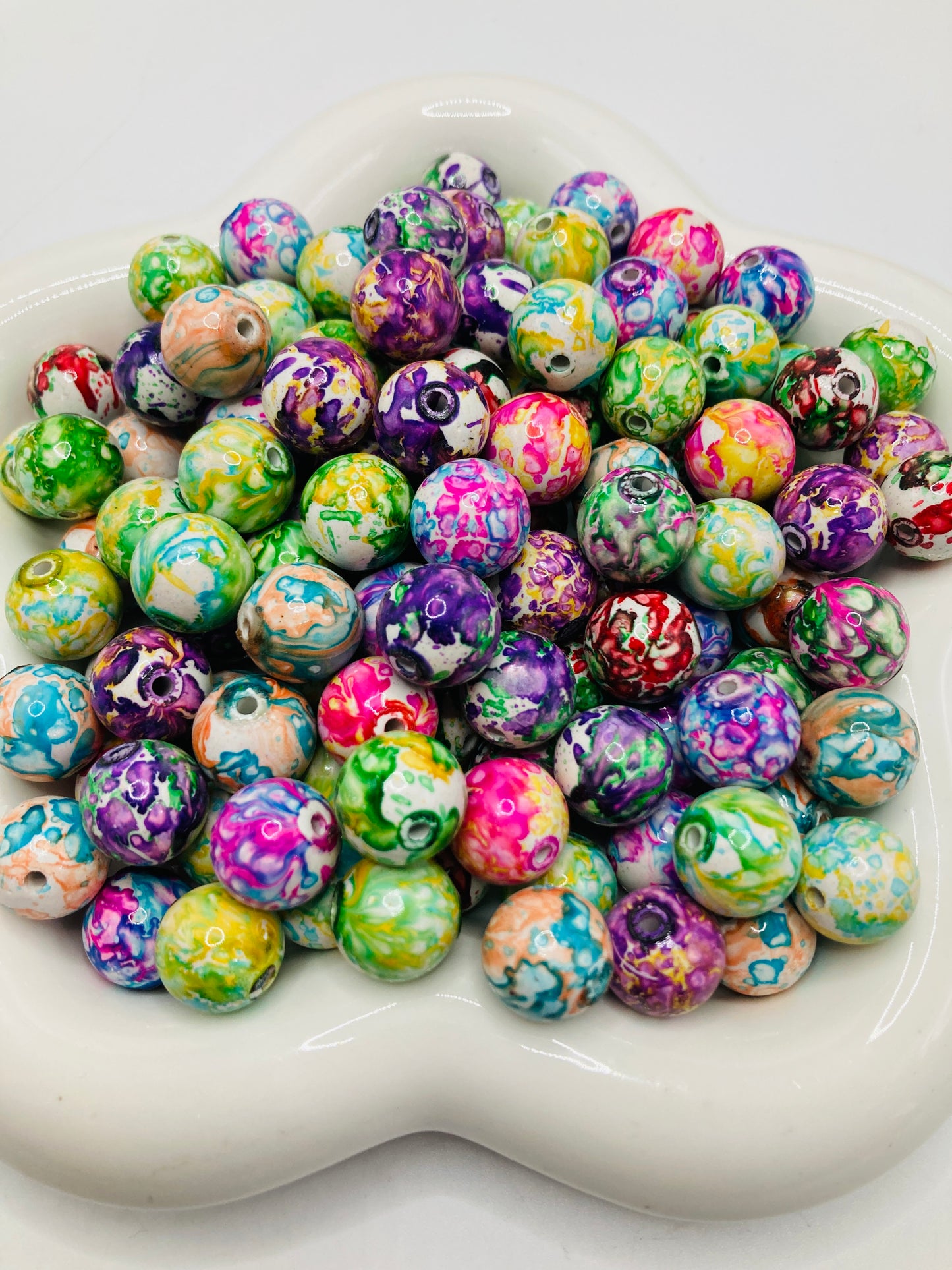 Oil painting beads Colored ink beads Painted beads Dopamine-colored beads 16mm