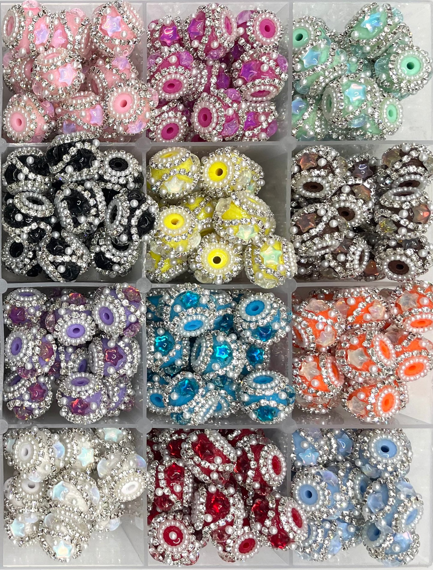 Fancy Beads Chain Stars Pearl gasket Acrylic beads 18mm Random Mix