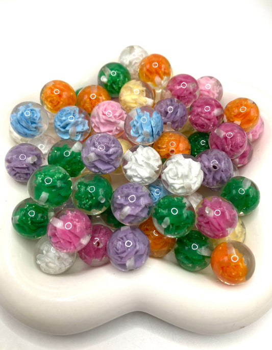 Acrylic beads Acrylic beads Acrylic beads Rose bead 20mm Random Mix
