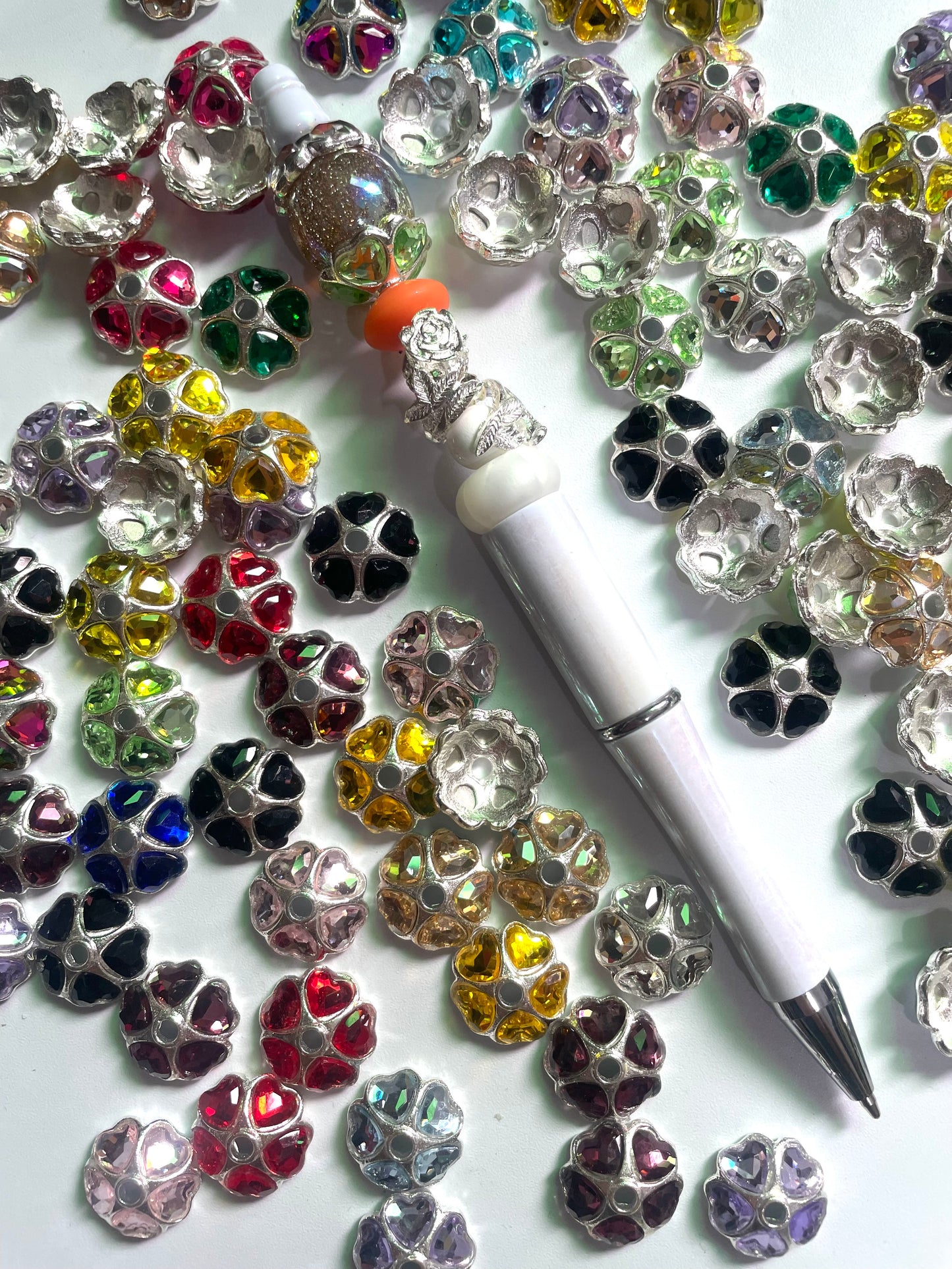 Metal spacer beads Heart Rhinestone Alloy spacer Flower spacer