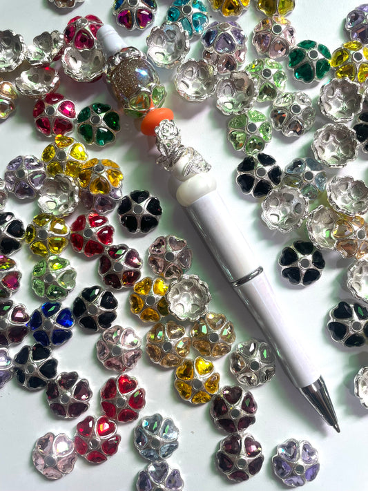 Metal spacer beads Heart Rhinestone Alloy spacer Flower spacer