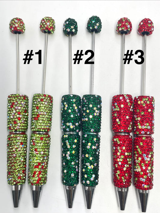 #21-#23fancy rhinestone pen clay rhinestone pen diy pen colored Christmas series colors
