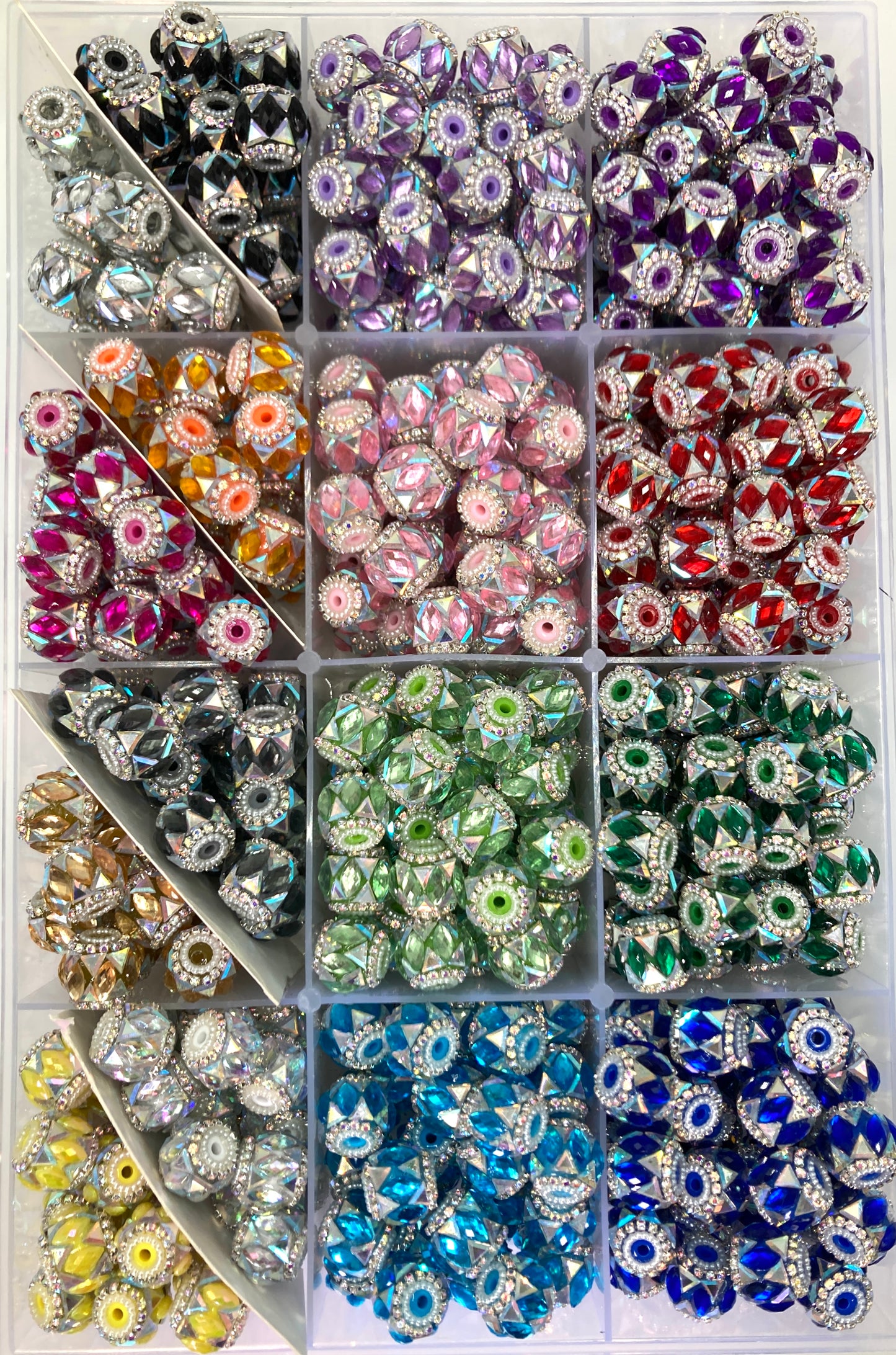 Fancy Beads Rhombic glass crystal mirror Chain Shining beads Random Mix