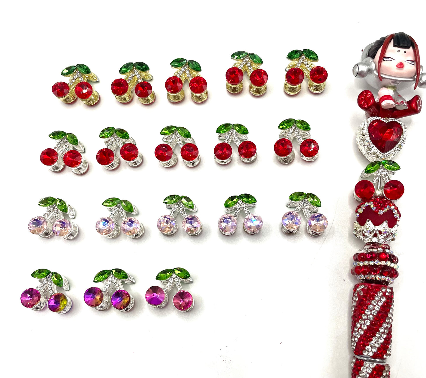 fancy metal metallic alloy beads cherry beads fancy Metal bead Cherry rhinestone 19mm