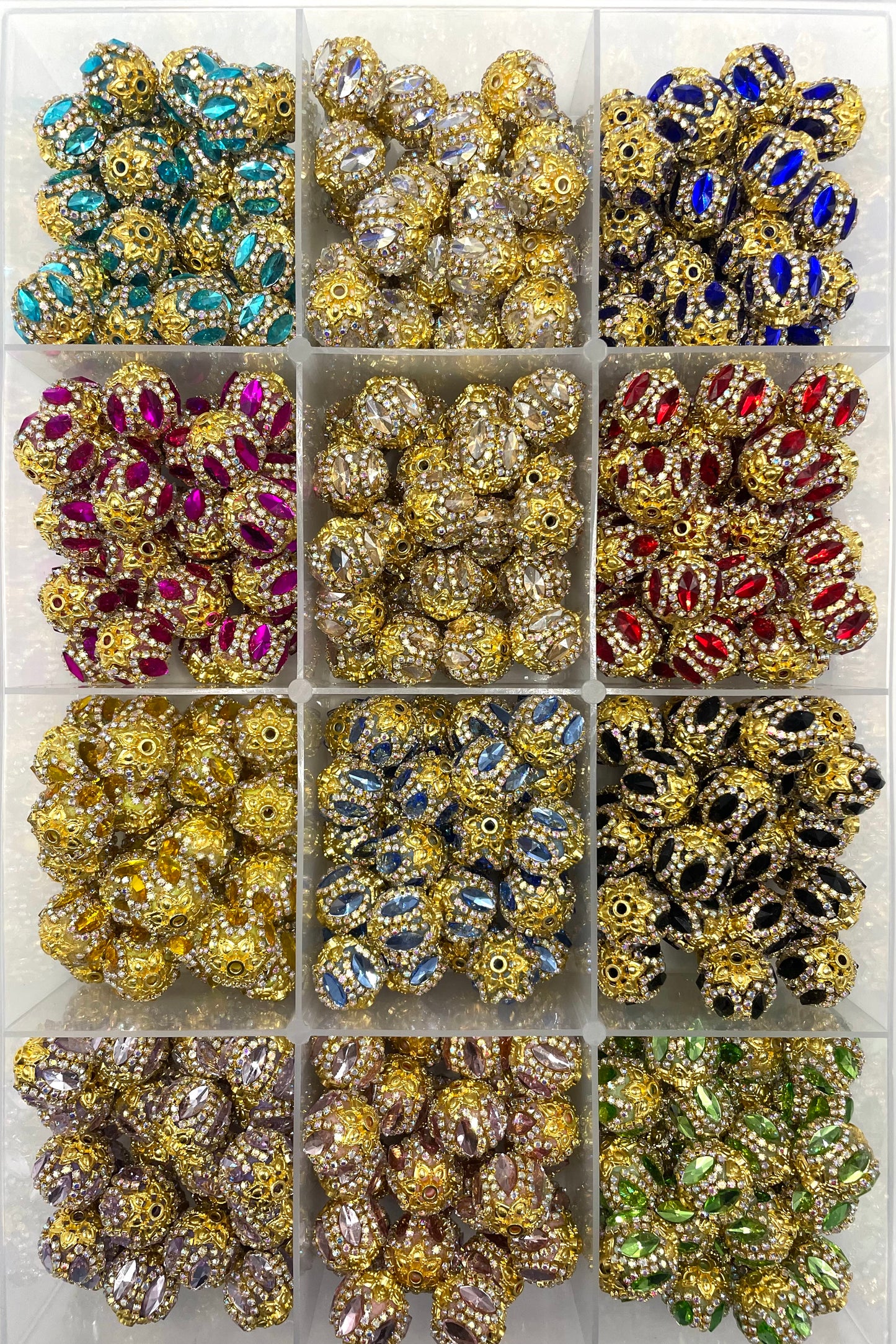 Fancy Beads Golden beads Gold gasket spacer Mirror Glass Rhinestone Chain Acrylic beads Random Mix  18mm