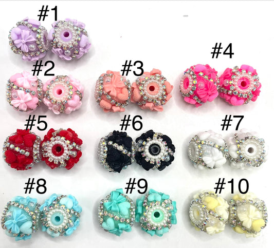diy beaded beadable fancy bow and fuzzy heart bead with rhinestone chain and pearl ,random mix
