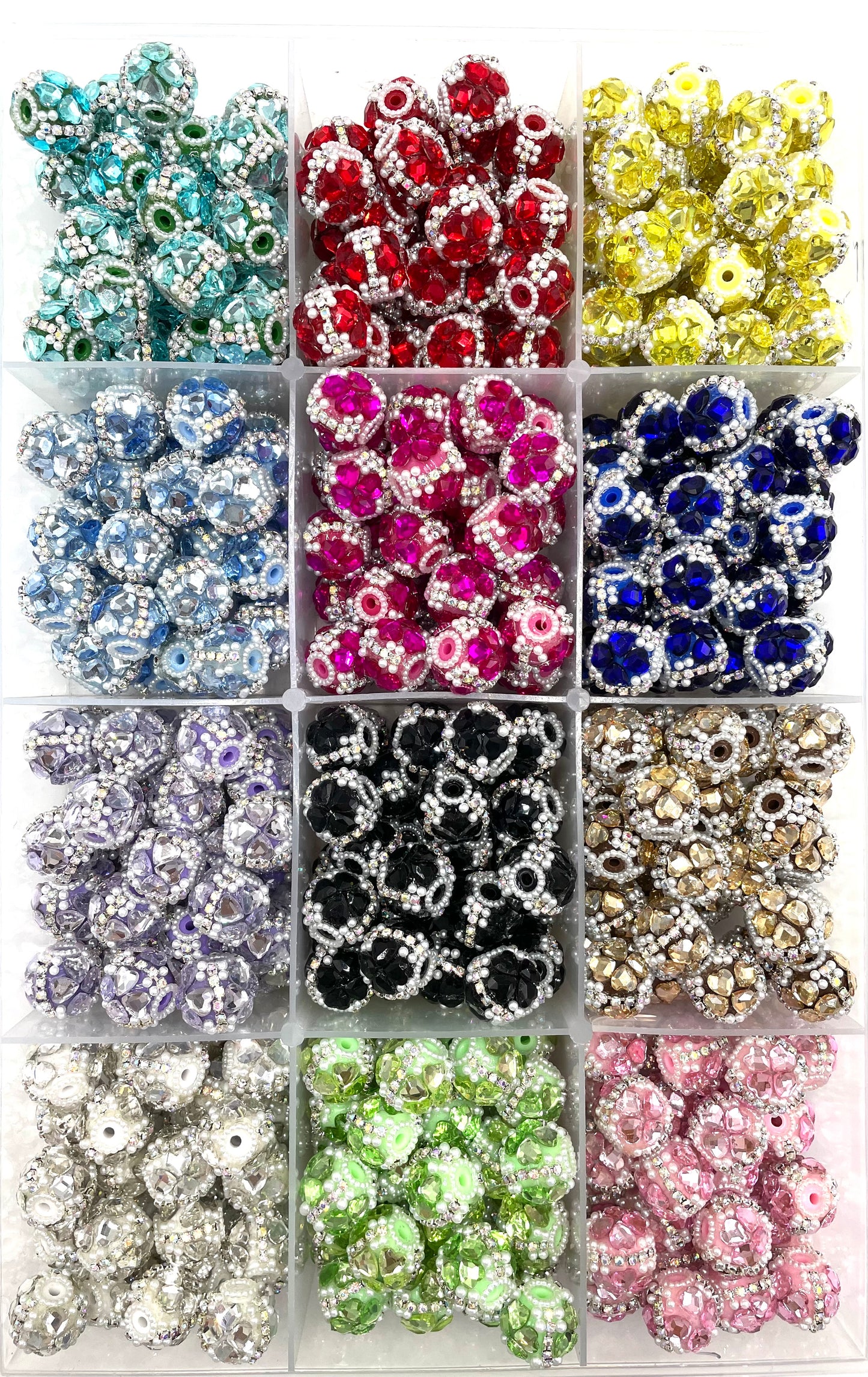 Fancy Beads Heart Four-leaf clover mirror Chain and pearl gasket Random Mix 18mm