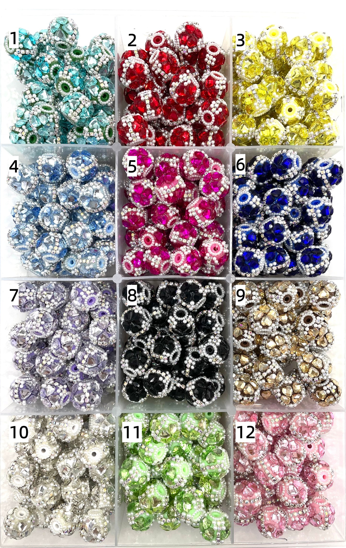 Fancy Beads Heart Four-leaf clover mirror Chain and pearl gasket Random Mix 18mm