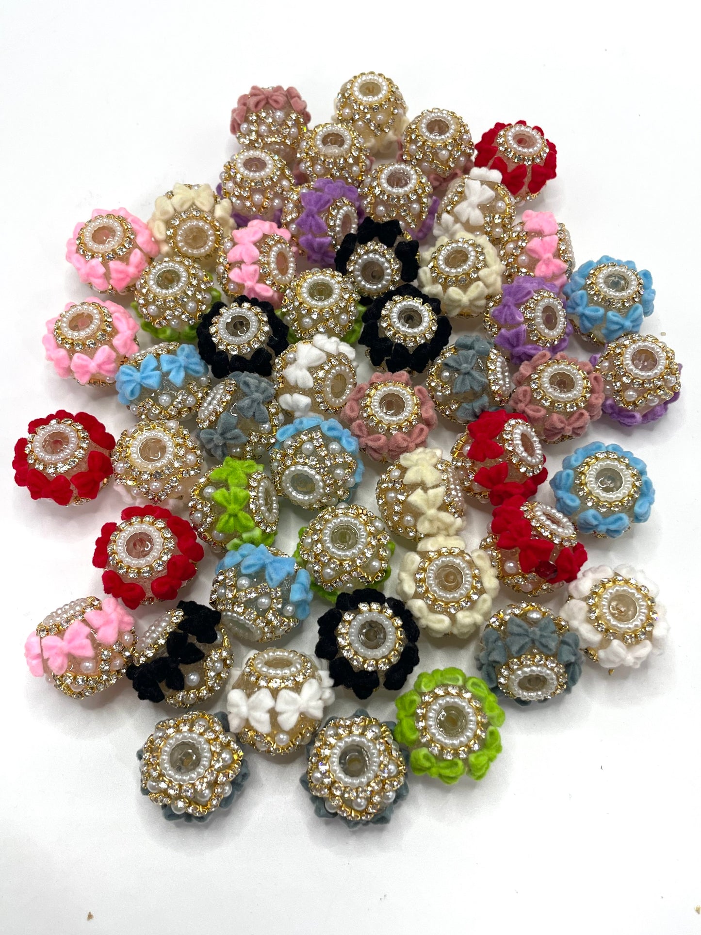 Golden Chain Pearl gasket Chain Translucent acrylic beads Fuzzy Beaded bow Random Mix