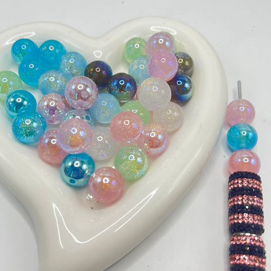 16mm uv glitter beads uv bead galaxy beads random mixed