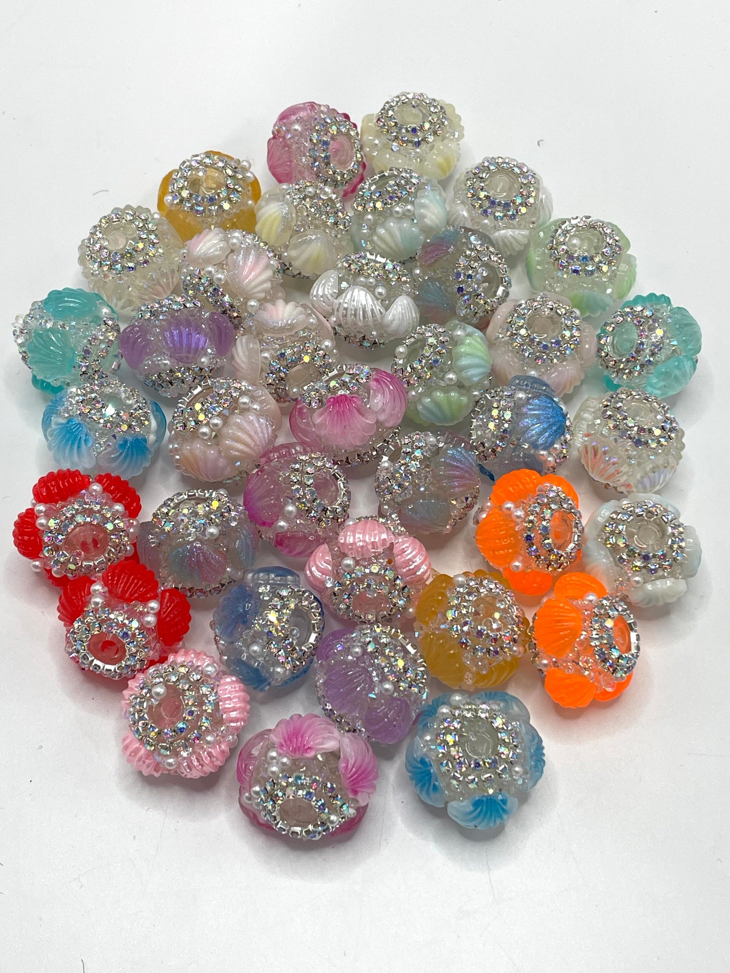 Fancy Beads Shell Acrylic beads Colored shells Rhinestone Chain Translucent beads Random Mix 18mm