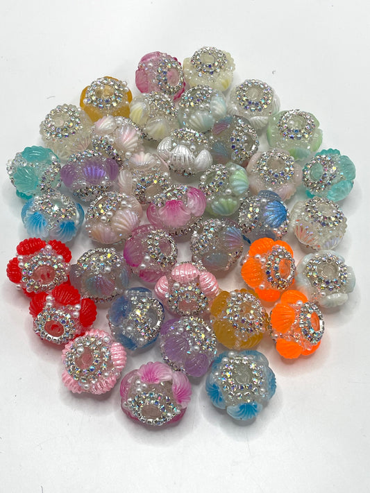 Fancy Beads Shell Acrylic beads Colored shells Rhinestone Chain Translucent beads Random Mix 18mm