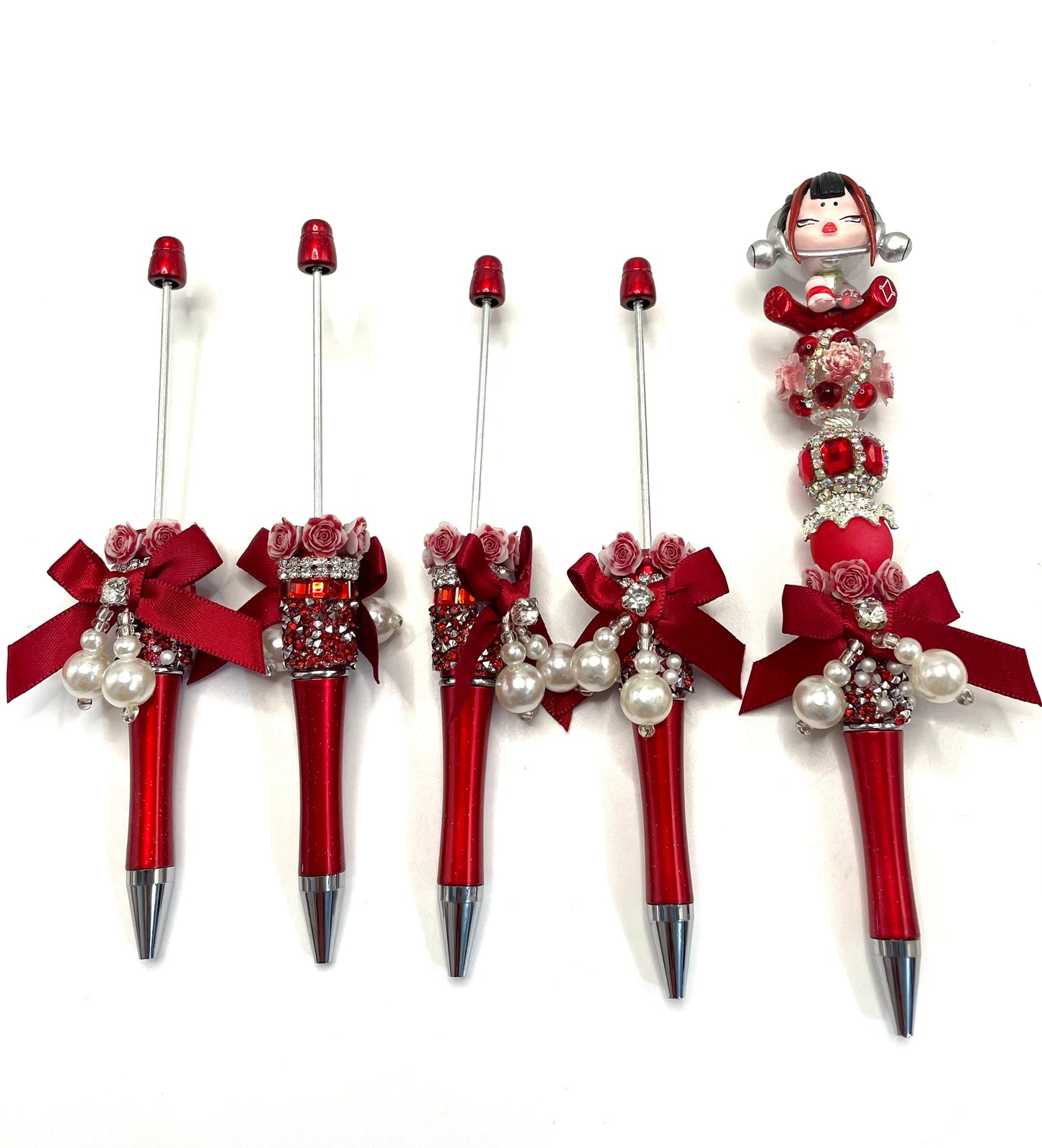 Beadable pen bow pen bow with pearl pen for Christmas gift