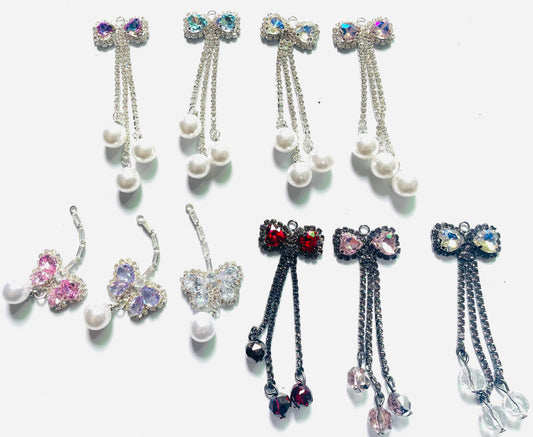 Pendant BOW Butterfly Pearl  DIY accessories Bead DIY pendant Earrings Random Mix 24mm