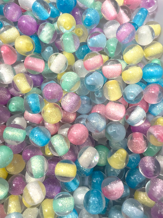 acrylic Translucent sandwich beads Dopamine coloration Macaron color scheme glitter Random Mix 16mm