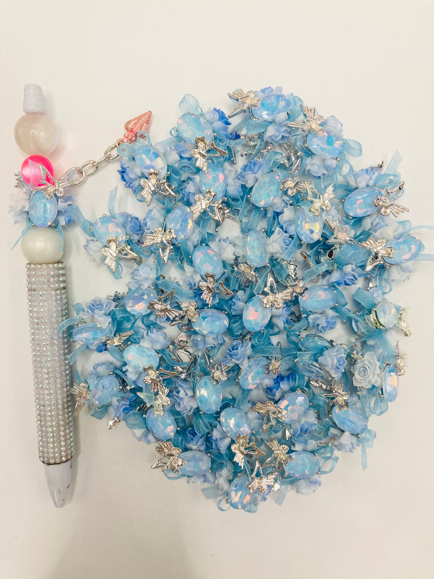 Fancy Beads Butterfly Rhinestone blue Flower beads Metal Butterfly 17mm
