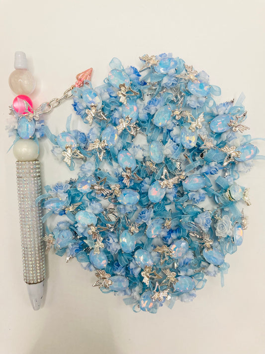 Fancy Beads Butterfly Rhinestone blue Flower beads Metal Butterfly 17mm