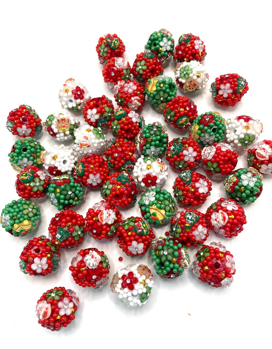 Acrylic christmas flower bead colored random mix