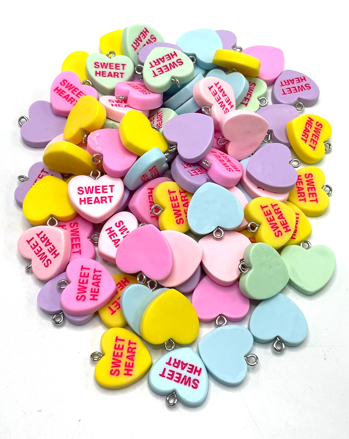 Acrylic Pendant Heart charm made of English letters Sweet heart Random Mix 20mm