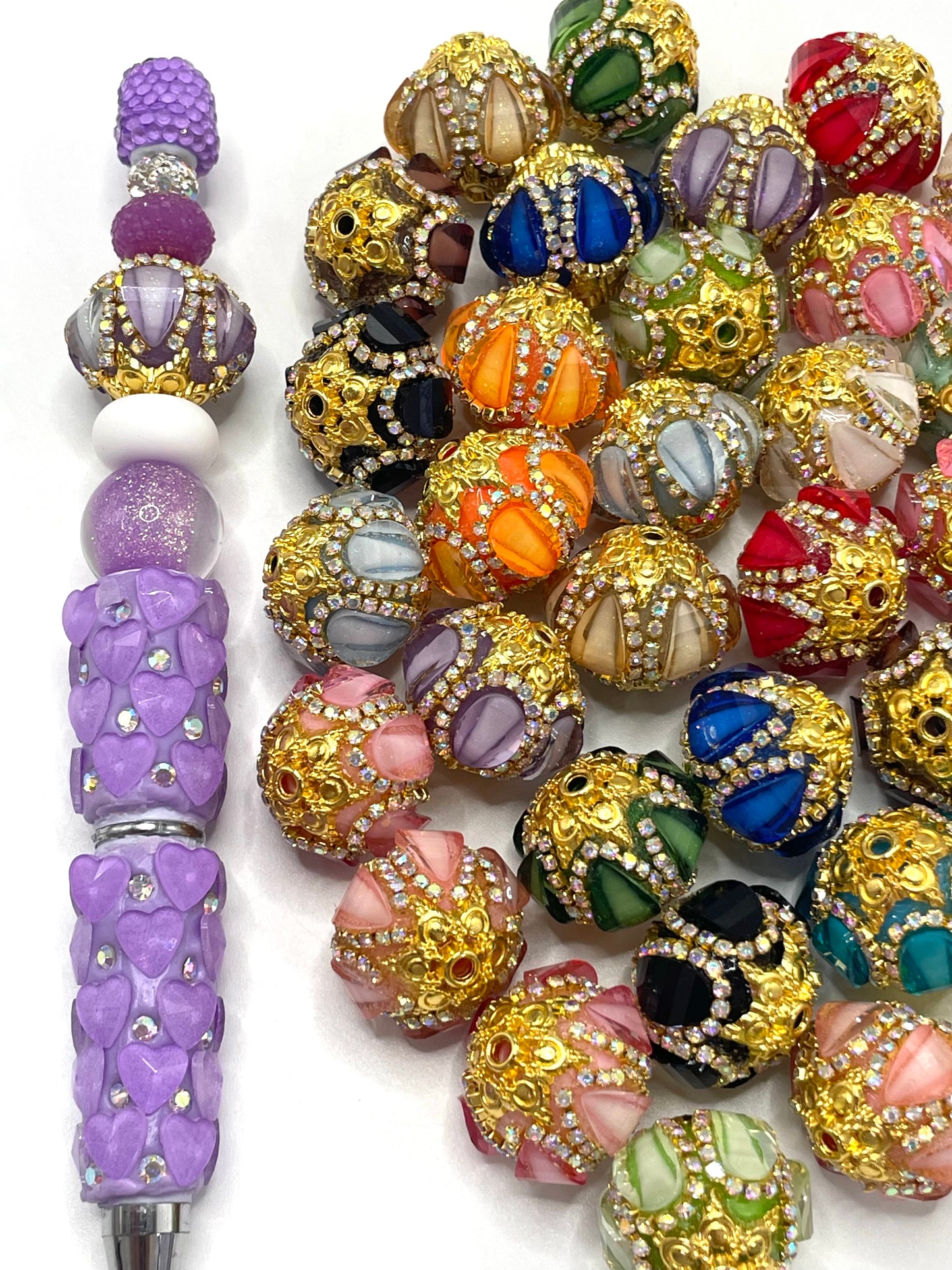 Fancy Beads Golden and silver colors Golden gasket spacers Rhinestone Golden Chain lantern Pumpkin beads Random Mix 18mm