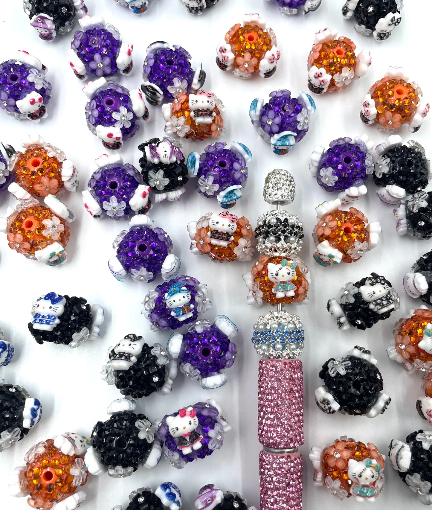 HK Santilo Halloween color scheme Rhinestone beads 3D Flower beads 20mm Random Mix