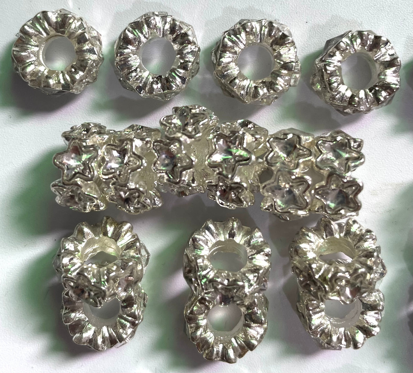 Alloy Metal Spacers Stars Silver Five-pointed star Rhinestone Spacers Random Mix