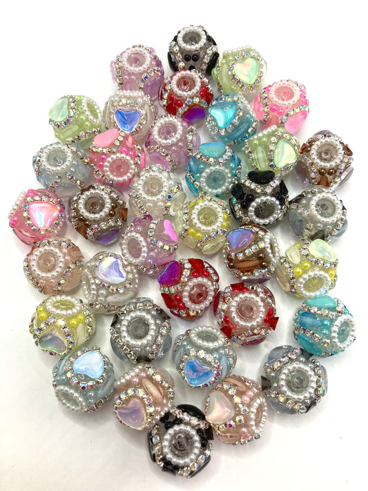 Fancy Beads Acrylic beads Pearl gasket Heart chain Heart rhinestones Random Mix