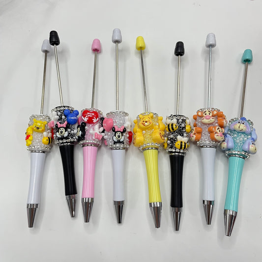 beadable pen character pen cartoon pen with winnie pooh  tiger  bear bee honey  mk,diy pen