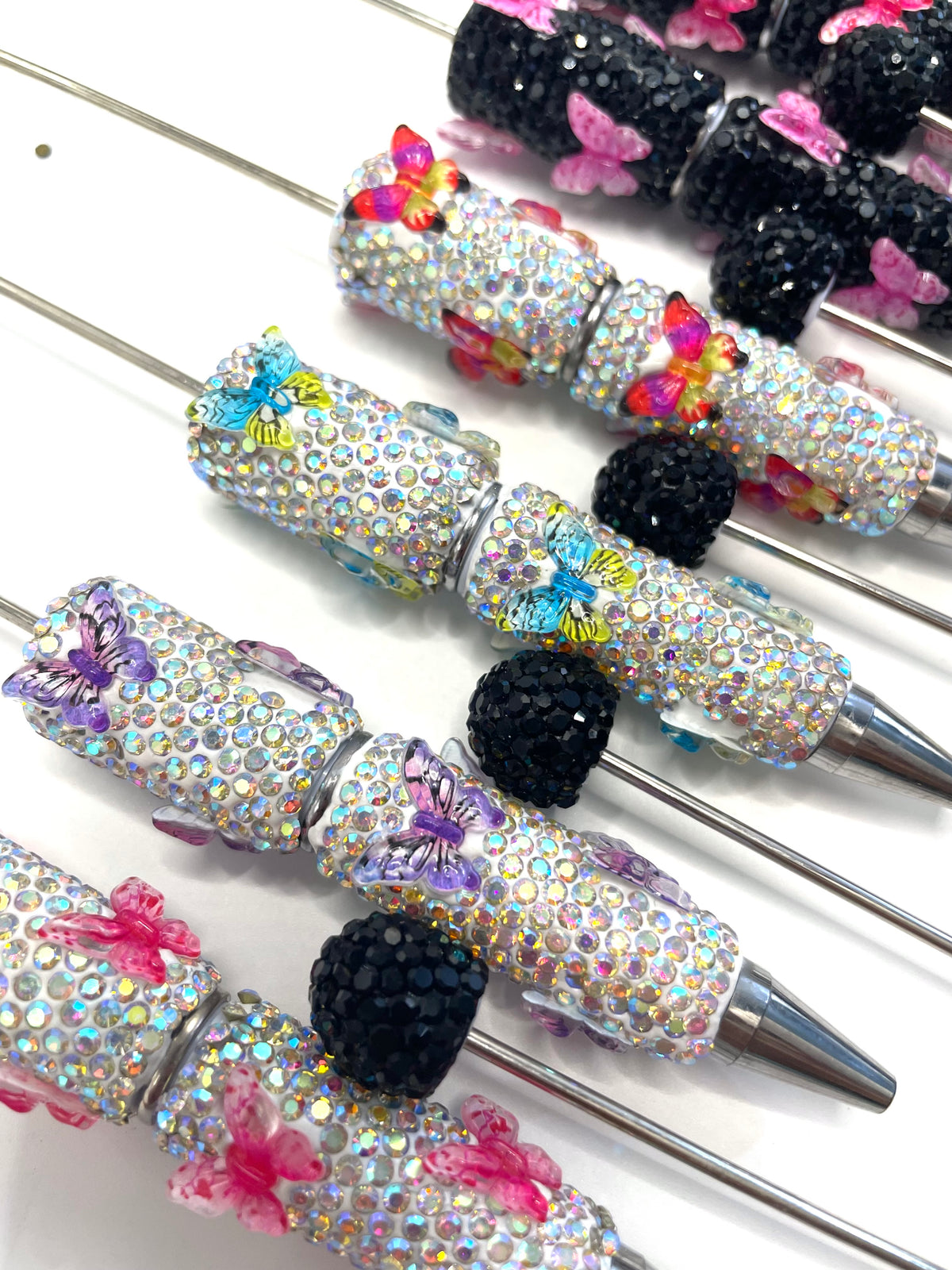 Beadable pen rhinestone pen butterfly pen black rhinestone pen random mixed
