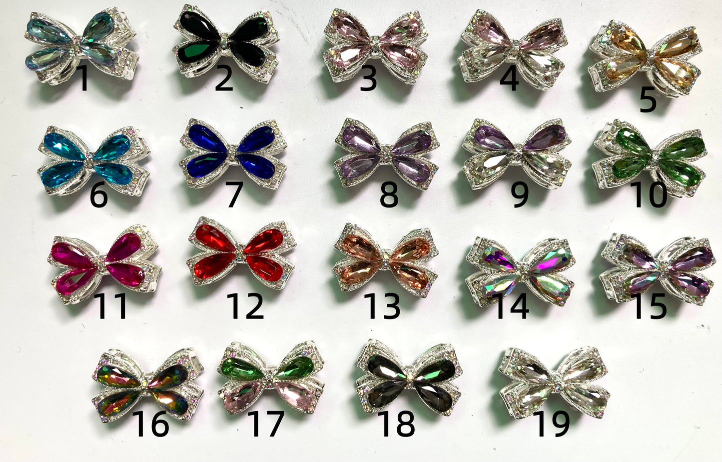 Metal beads bow Metal water-drop style bow beads Bows made of pearls and rhinestones Random Mix 37mm