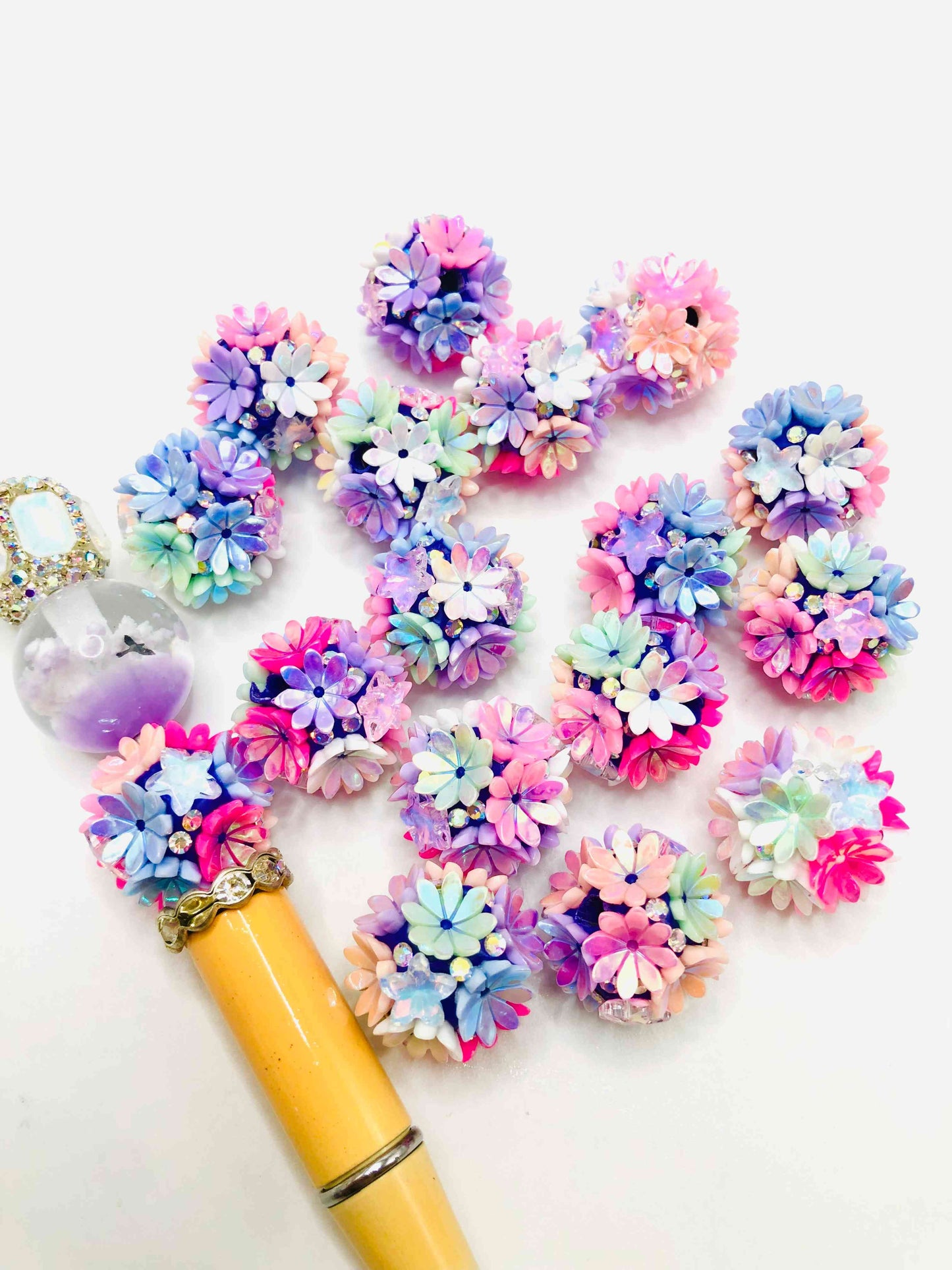 Clay bead UV Daisy beads With stars and diamond beads