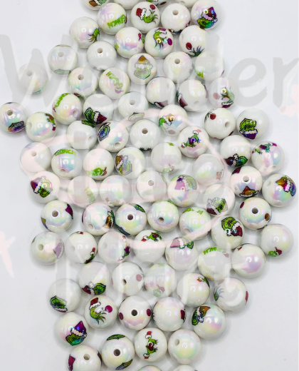 grinch Acrylic bead Halloween series  Cartoon green monster beads Random Mix 16mm