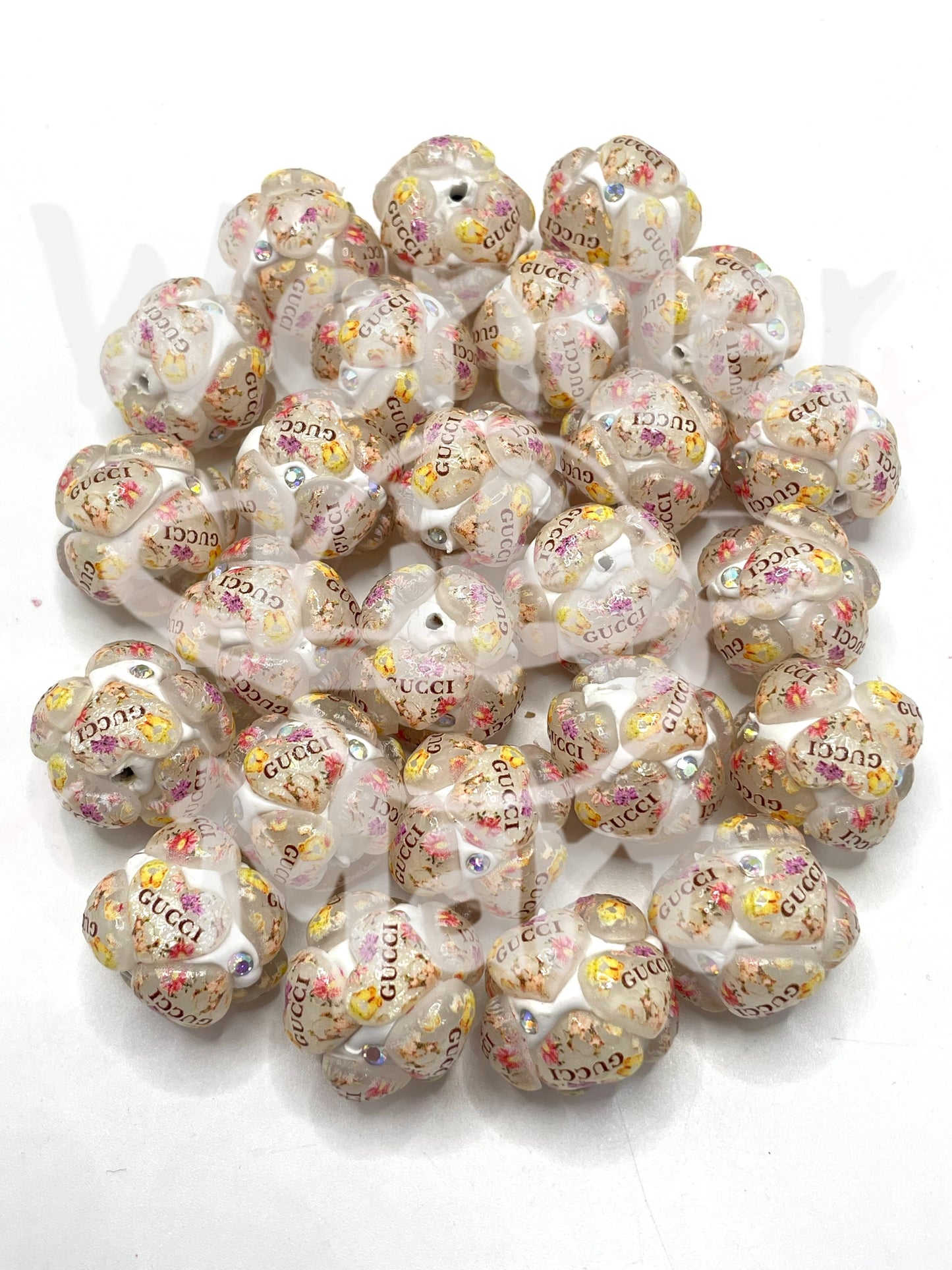 Clay beads Acrylic heart design Fashion beads 20mm Random Mix