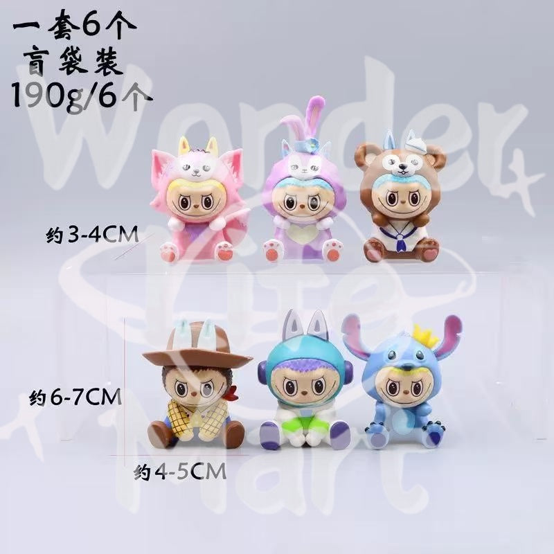 LABUBU Drag Series Animal suit Spongebob SquarePants Set Desktop ornament Pen Toppers