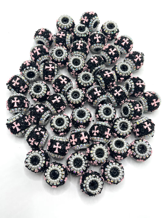 Fancy Beads Pink cross Chain Pearl gasket Halloween Series 17mm