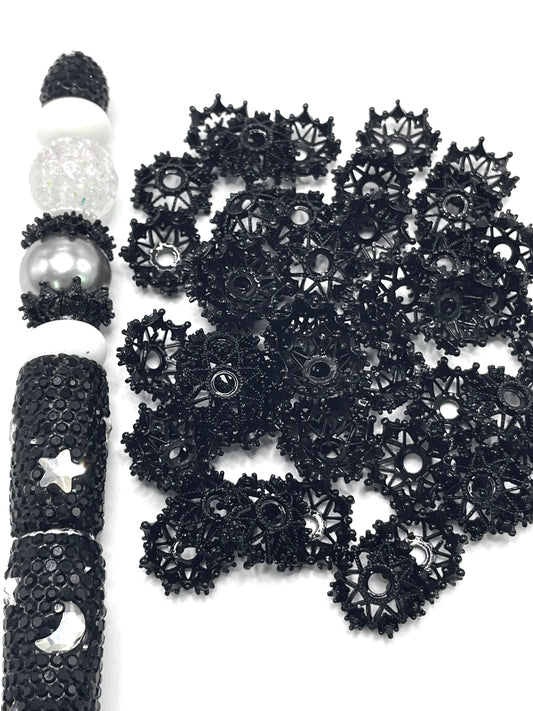 metal bead cap Ice crystal spacer Snow  flake gasket 14mm 12mm Random Mix