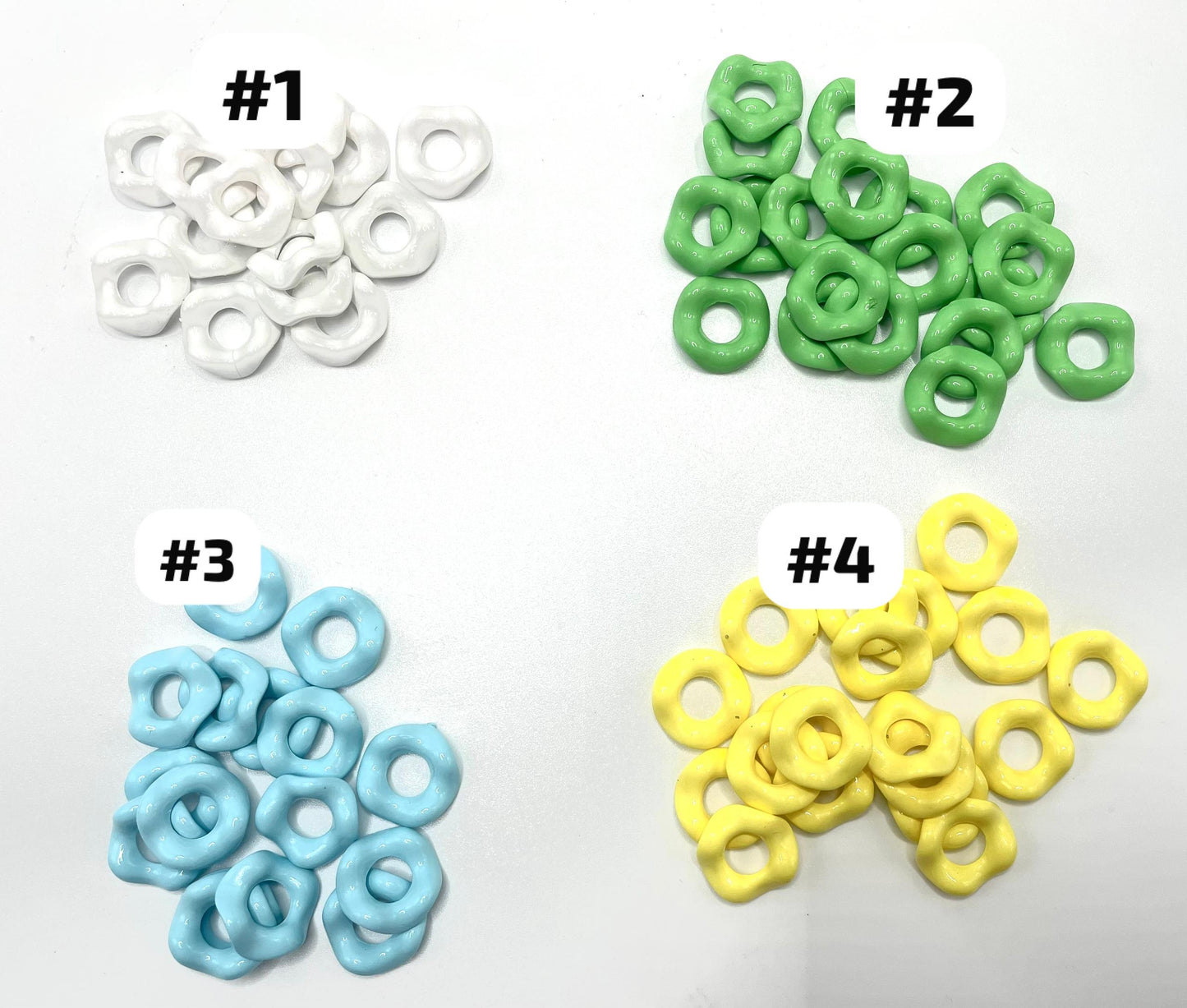 Beaded beadable acrylic plastic wavy wave spacer matte shiny color 15mm colored,random mix