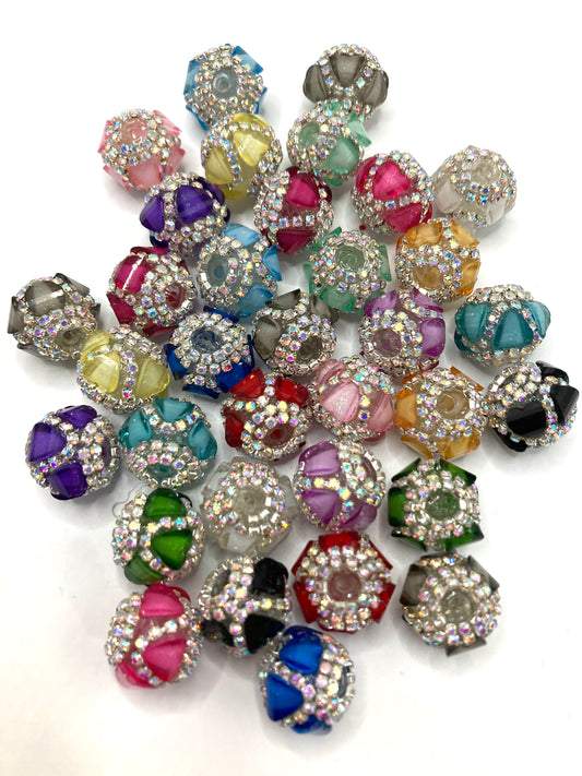 fancy bead heart-shaped  Clear Multicolor Crystal with Double Layer Rhinestones Chain Acrylic Beads fancy lantern heart bead Random Mix18mm colored