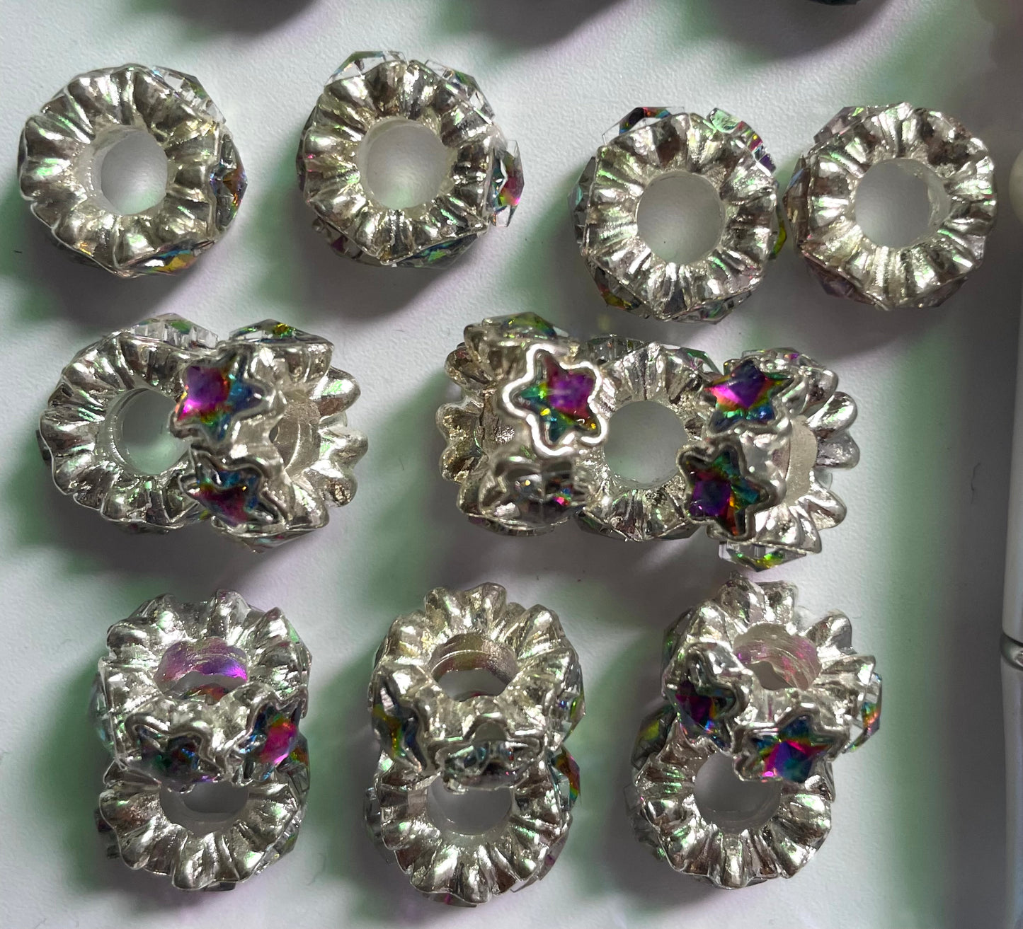 Alloy Metal Spacers Stars Silver Five-pointed star Rhinestone Spacers Random Mix