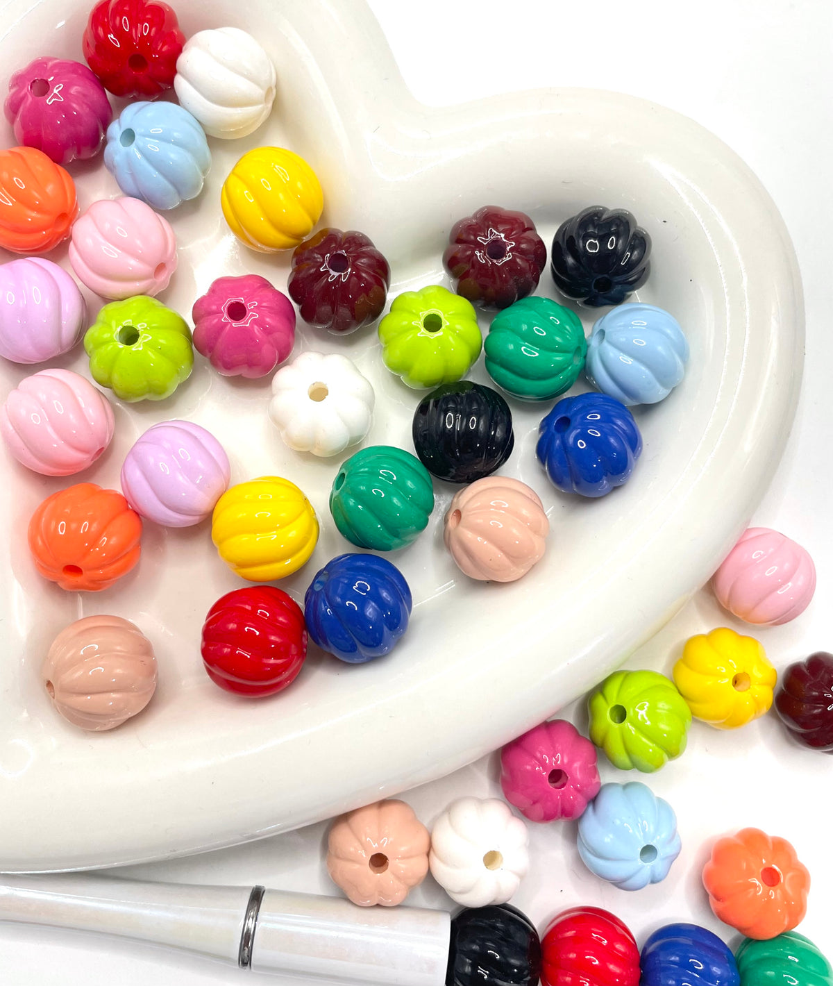 Multicolor Bright Acrylic Pumpkin Beads,Random Mix,16mm