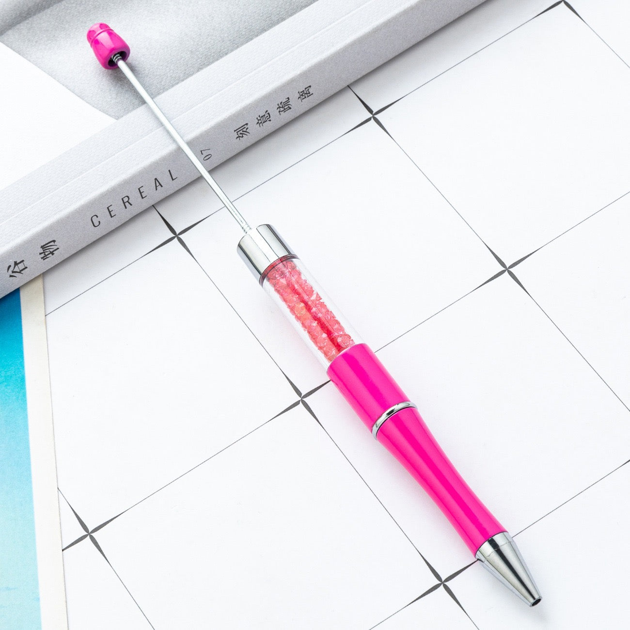 diy pen has the crystal inside the empty plastic tube beadable pen beaded pen ball point plastic pen