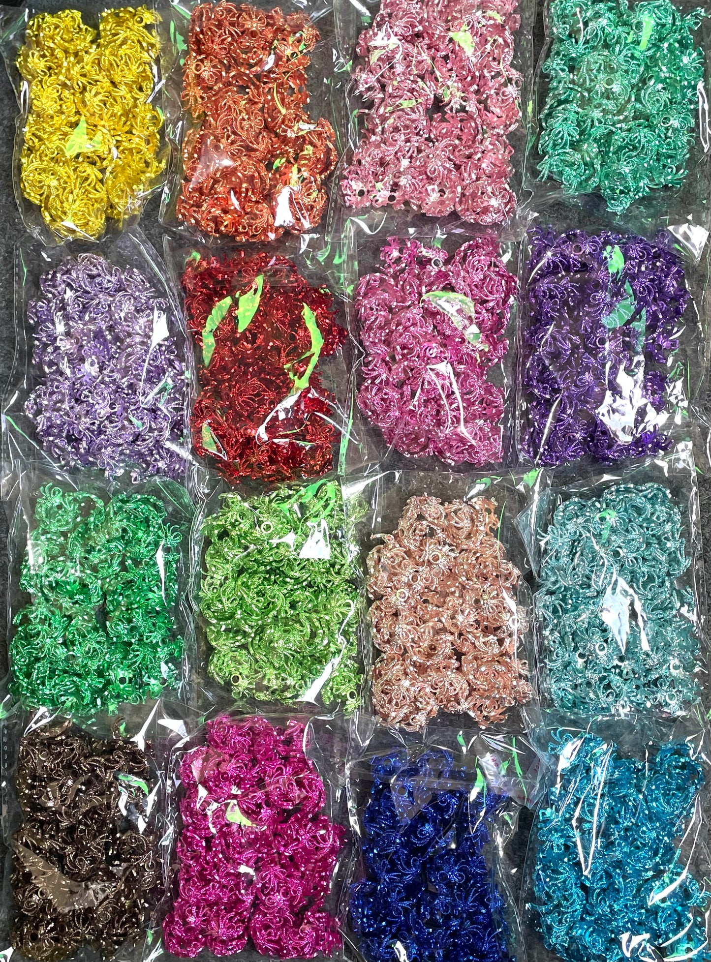 fancy spacer fancy bow shape bead cap metallic bead cap spacer gold silver Random Mix