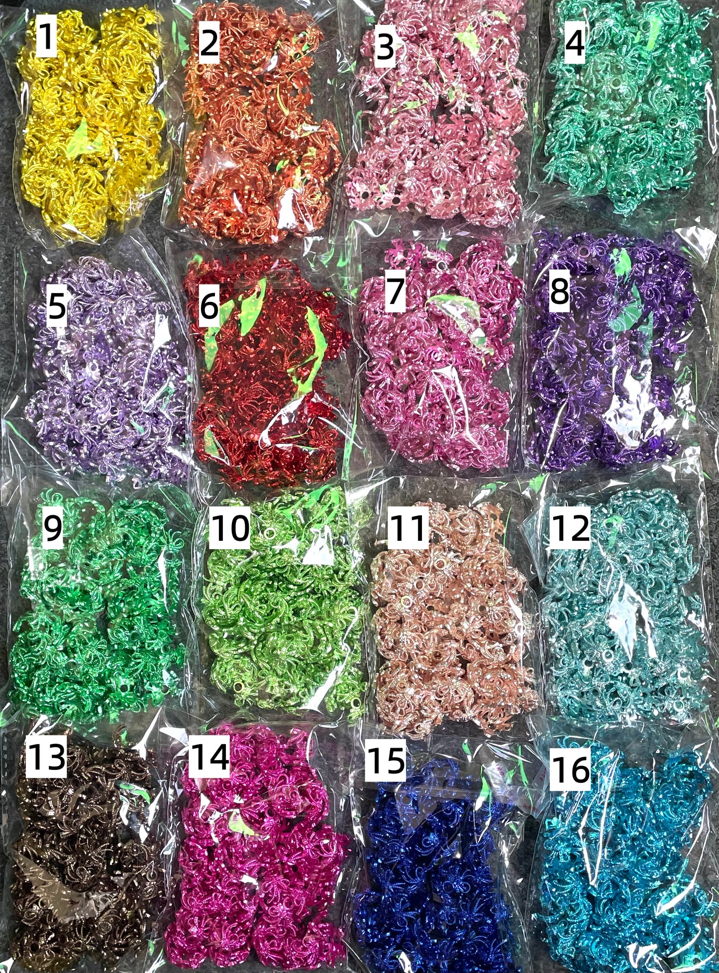 fancy spacer fancy bow shape bead cap metallic bead cap spacer gold silver Random Mix