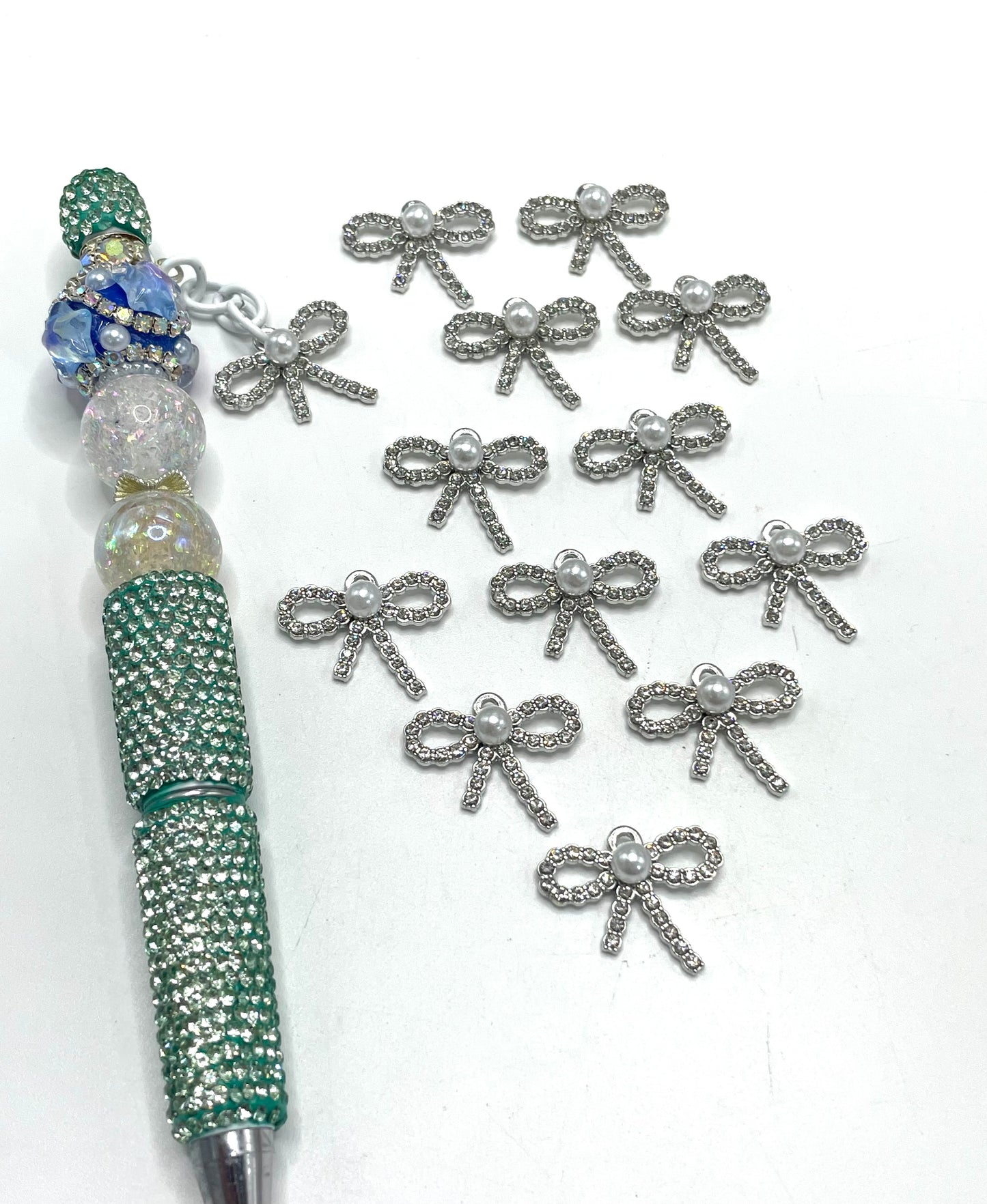 Metal alloy DIY BOW Hanging piece Pendant Inlay Rhinestone