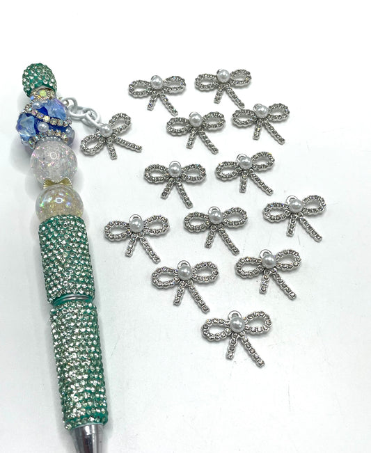 Metal alloy DIY BOW Hanging piece Pendant Inlay Rhinestone